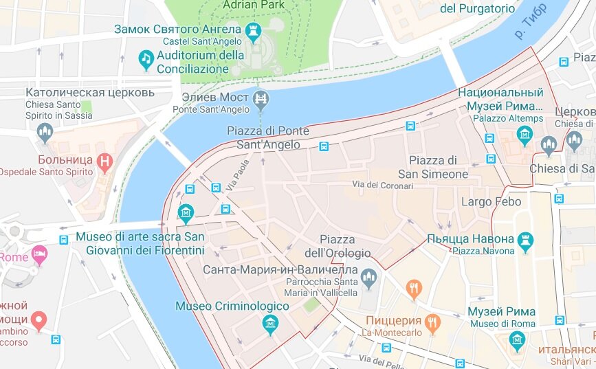 Район Понте на карте Рима
