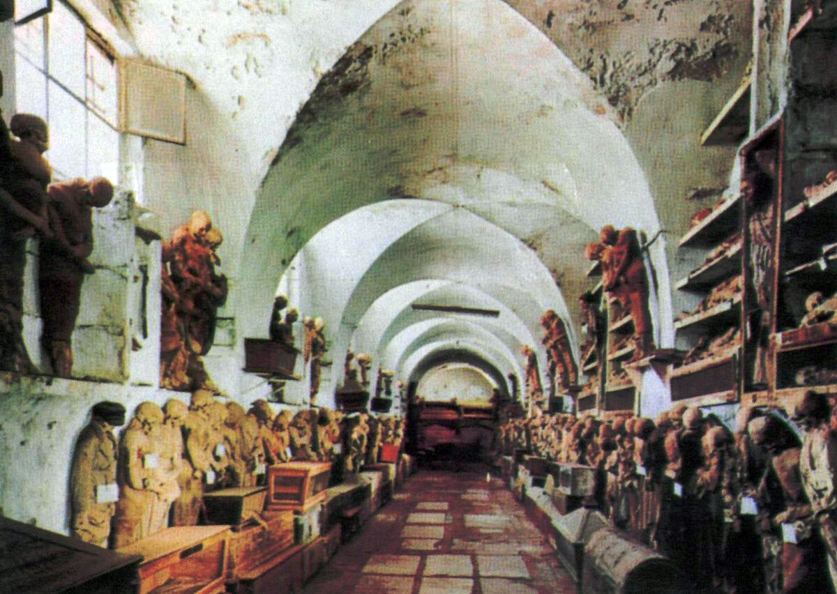 Катакомбы капуцинов. Автор Sibeaster. Фотография в общественном доступе. https://commons.wikimedia.org/wiki/File:Professionalists%27_Corridor.jpg?uselang=ru