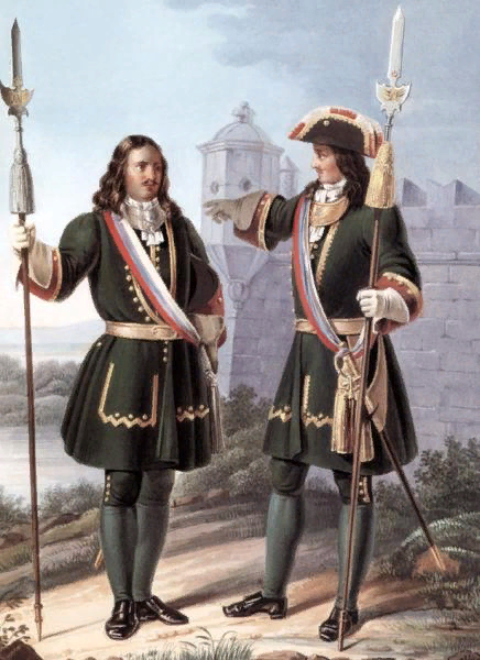 Штаб- и обер-офицеры Преображенского полка петровского времени