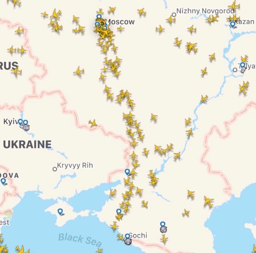 Карта полетов за 28 марта. Фото: www.flightradar24.com