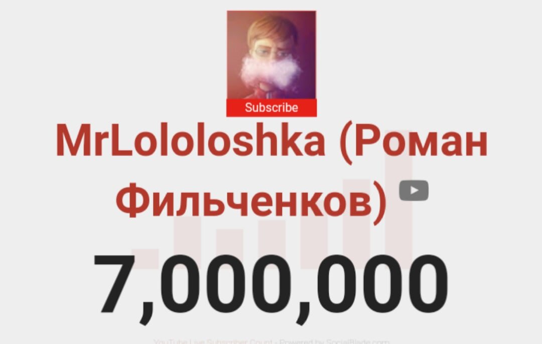 На канале MrLololoshka теперь 7.000.000 подписчиков.