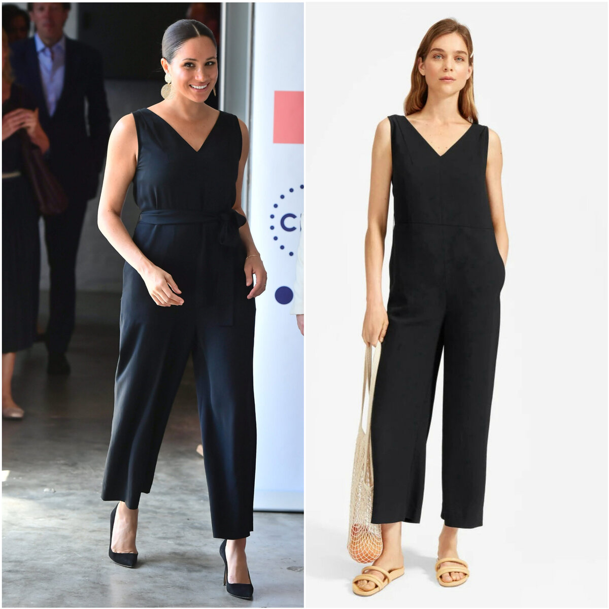 Меган в комбинезоне бренда Everlane. Коллаж канала. Фото из открытого источника