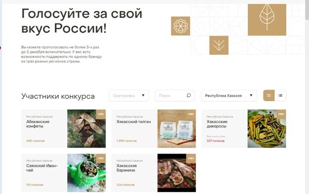 Результаты голосования на 17.00 26 ноября.  Фото:скриншот с вкусыроссии.рф