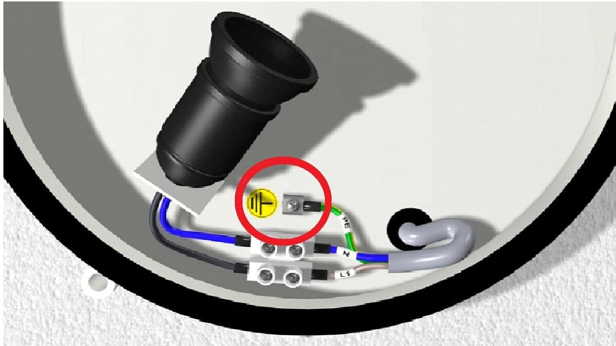 Рис. 2. Подключение провода защитного заземления к корпусу