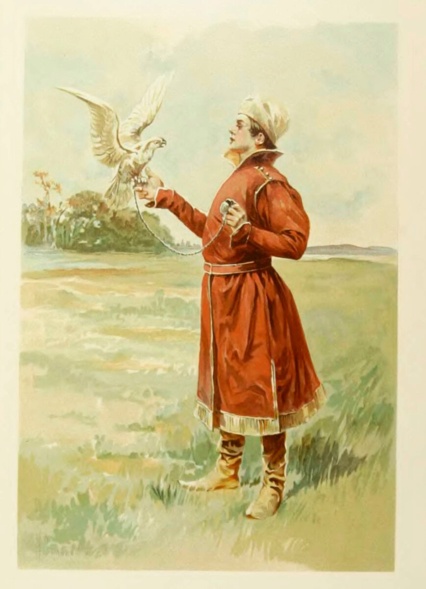  Николай Самокиш. Сокольничий. Иллюстрация к книге Н.И. Кутепова «Великокняжеская, царская и императорская охота на Руси». Конец XIX в.