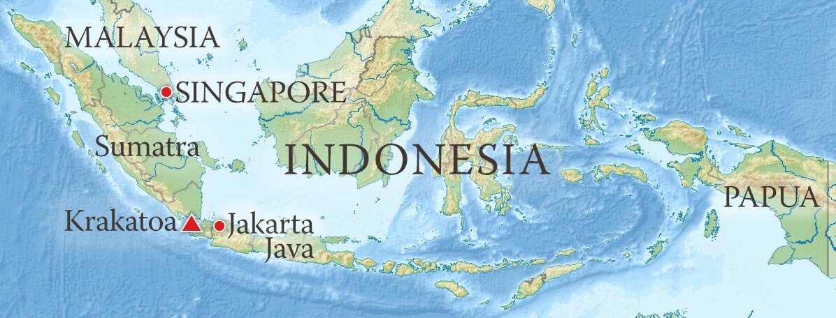 Где находится вулкан кракатау координаты. Вулкан Кракатау Индонезия на карте. ВЛК Кракатау на карте. Где вулкан Кракатау на карте.