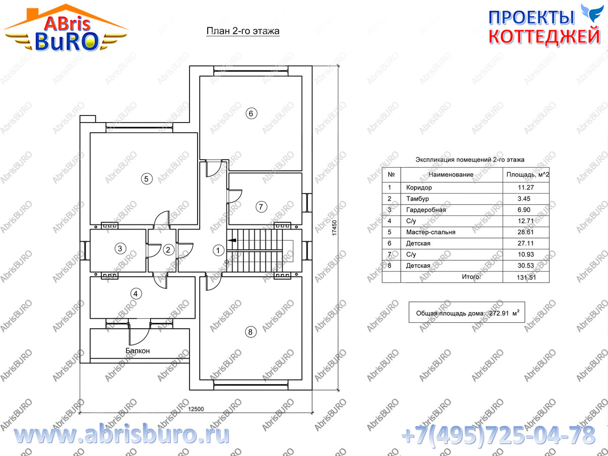 K2593-273 Проект двухэтажного дома с плоской кровлей, панорамными окнами,  террасой, балконом и четырьмя спальнями | Проекты коттеджей ABRISBURO | Дзен