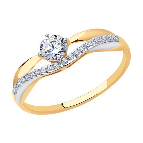 Кольцо из золота с фианитами. Артикул 017142