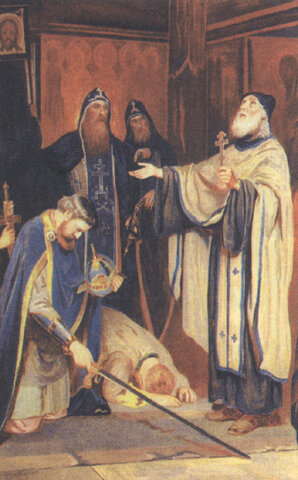 Новоскольцев А. Н. «Преподобный Сергий благословляет Дмитрия на борьбу с Мамаем»