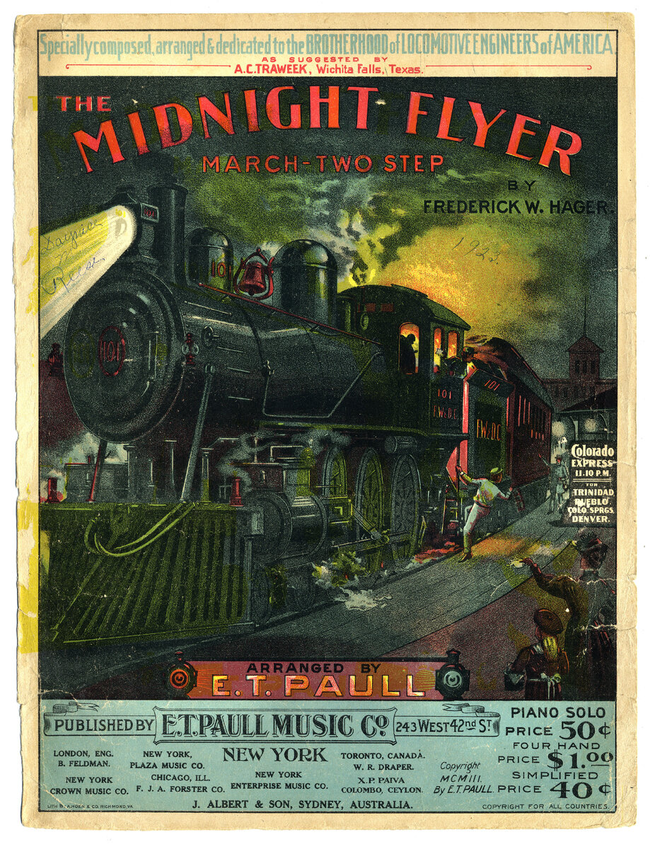 Нотная обложка. Танец тустеп, посвящённый мощи и скорости ночного экспресса.