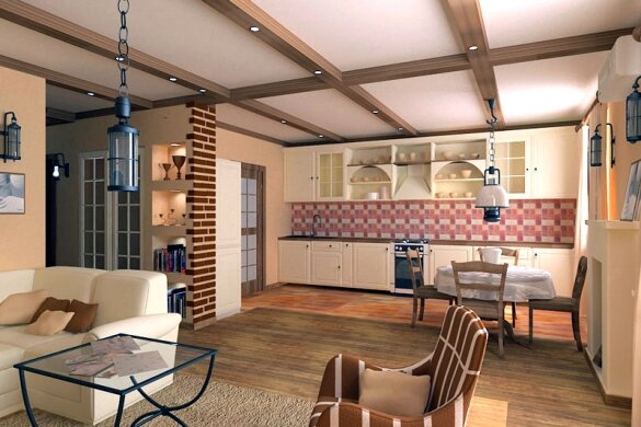 Фальшбалки на потолок - это красиво и функционально.