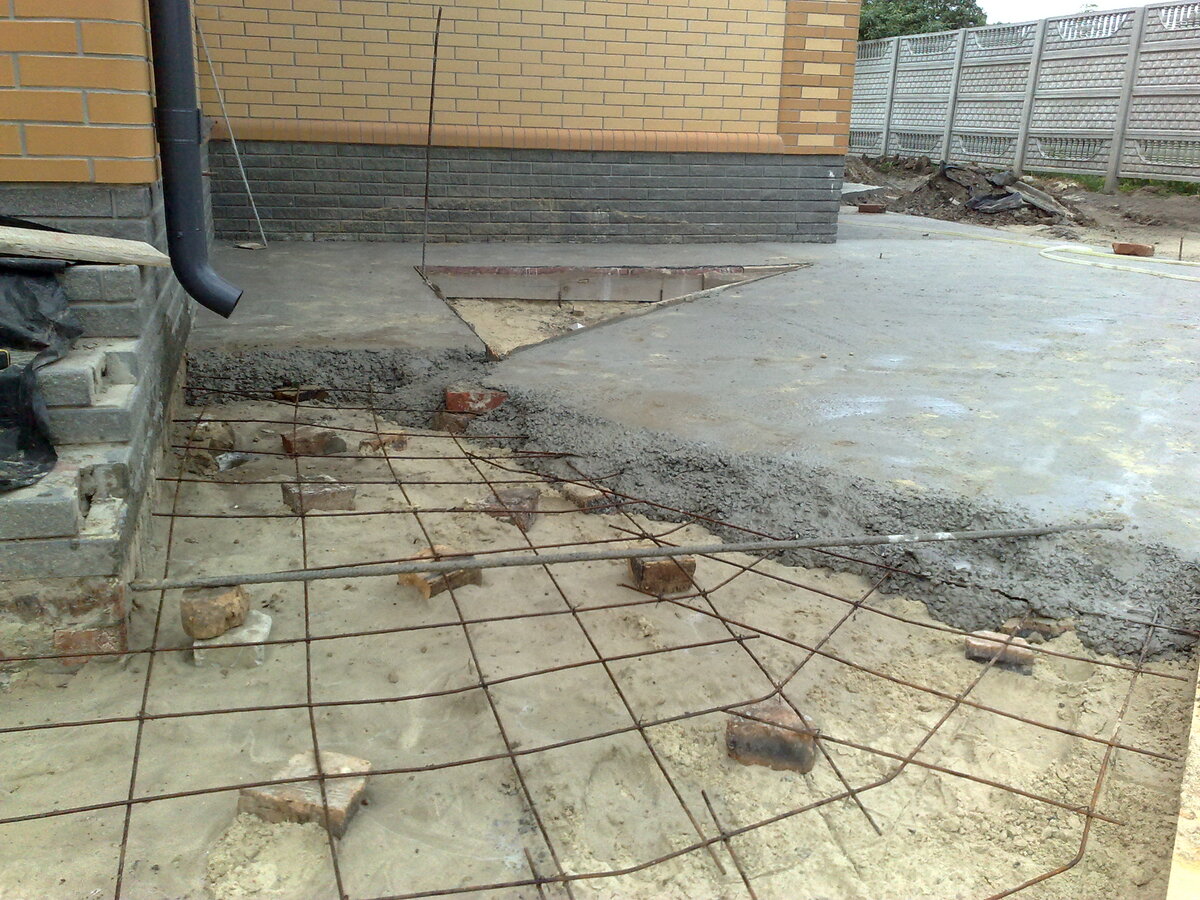 Стяжка двора бетоном
