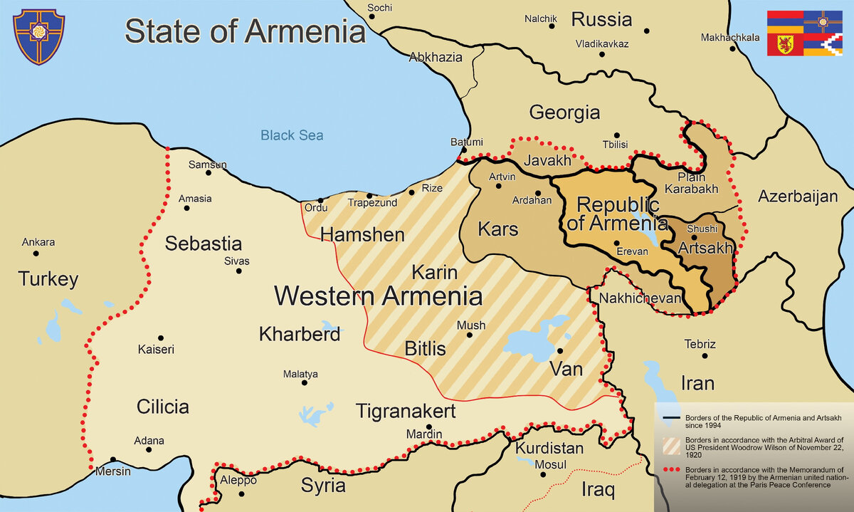 Map of the state of Armenia. Հայաստան պետության քարտեզ: Карта государства Армения.