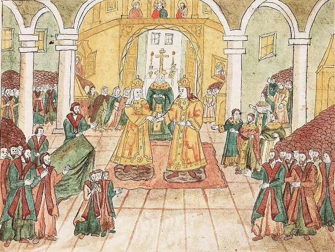 Фрагмент из рукописной книги, описывающей свадьбу Михаила Романова и Евдокии Стрешневой, первая половина XVIII века Музеи Московского Кремля