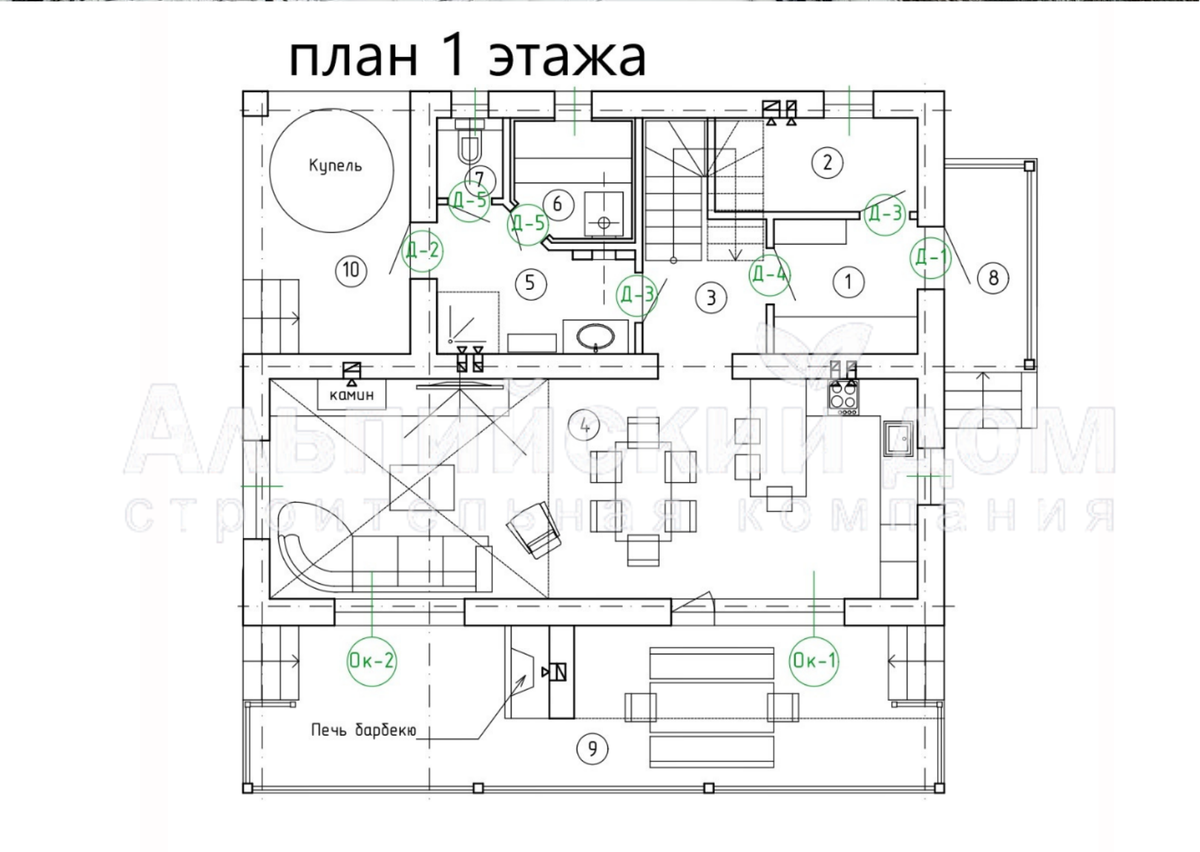 АКД-АР и ЭП-201-Звездный На склоне, планировка 1 этажа