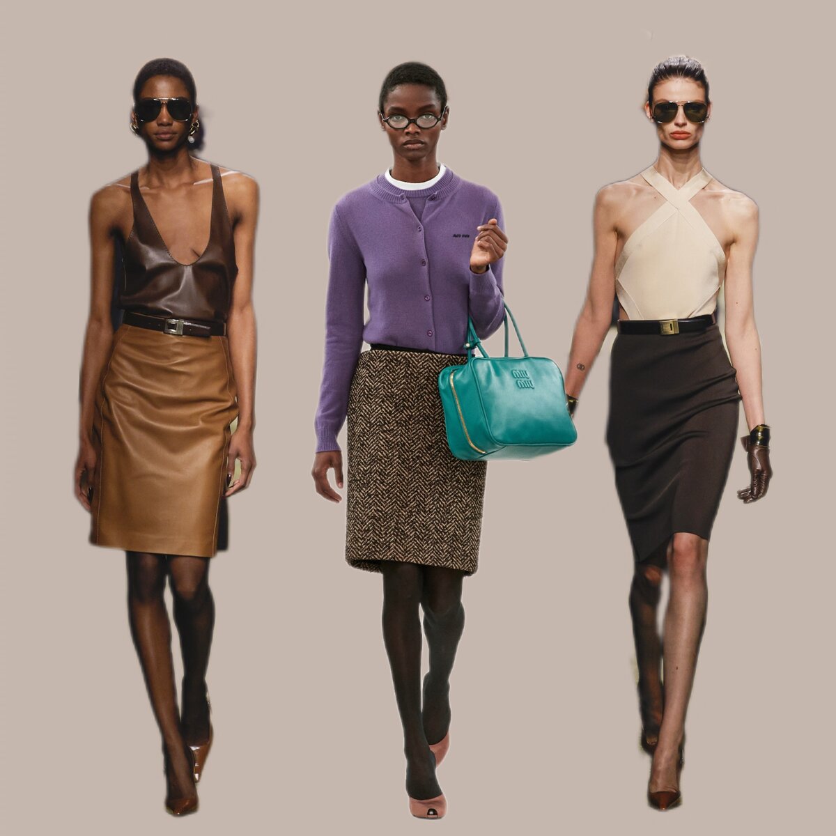 фото Vogue Ranway, коллекции Saint Laurent, Miu Miu, коллаж составлен автором