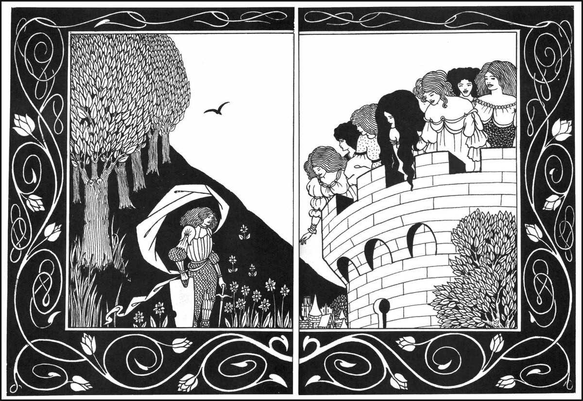 Бердслей Мэлори иллюстрации к смерти Артура