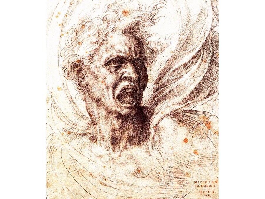 Проклятые Души. Рисунок Микеланджело Буонарроти, 1525 год.