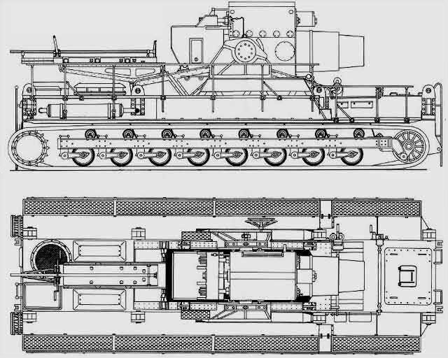 Исполинская САУ приводилась в движение бензиновым V12, мощностью в 750 сил. Это позволяло 126-тонной машине двигаться на скорости в 10 км\ч (при идеальных дорожных условиях)