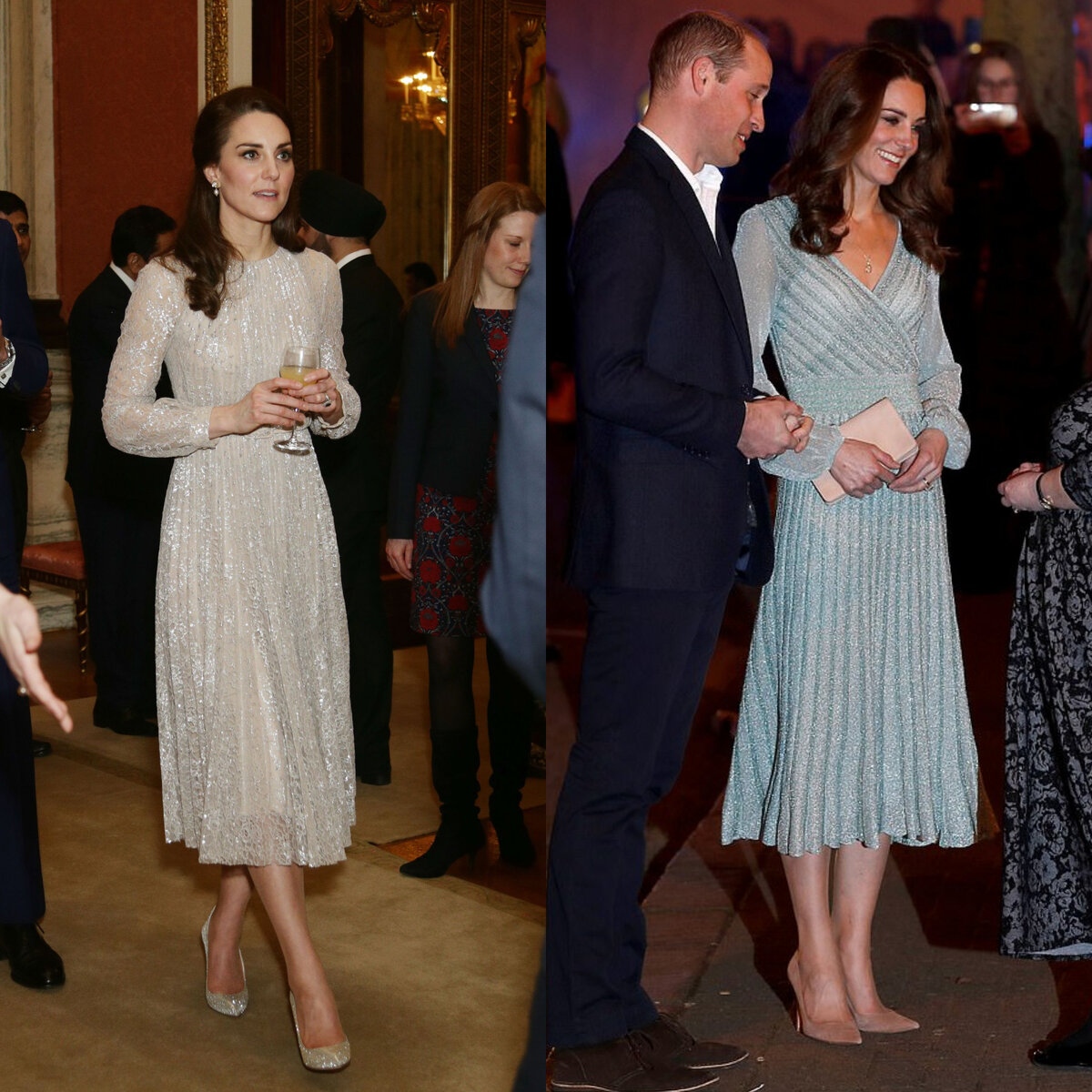 Кейт, 37 лет, одела вчера платье из трикотажа металлик от Миссони, когда она разливала пиво для гостей вечера в Empire Music Hall с принцем Уильямом. Платье было обновкой, но оно выглядело таким знакомым. 
