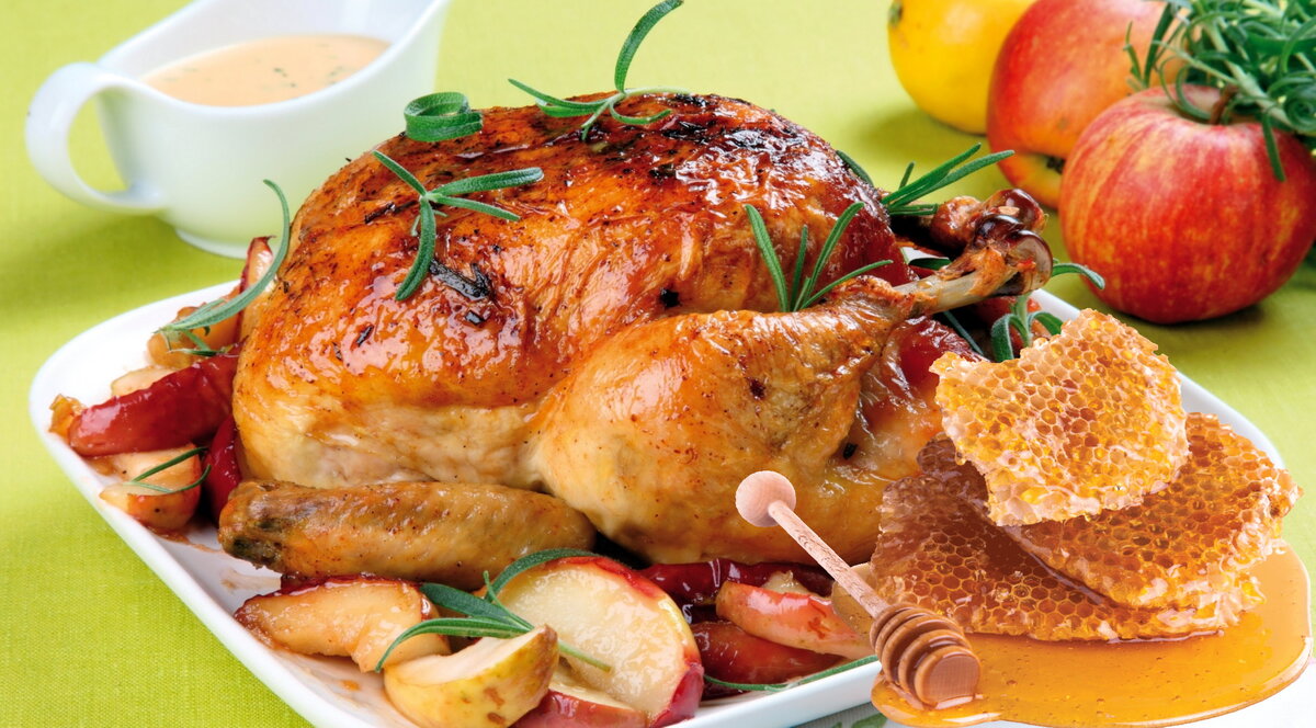 2 рецепта курочки с мёдом и яблоками