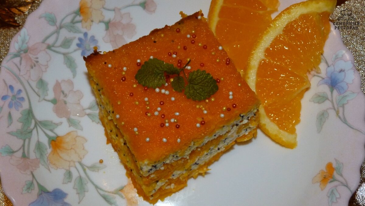 Тыквенная запеканка с творогом и маком