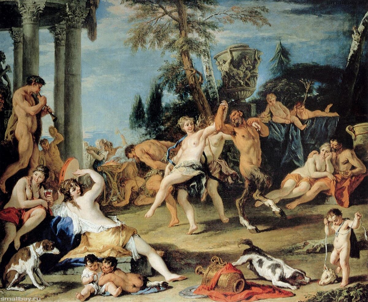 Картина итальянского художника Себастьяно Риччи «Вакханалия в обществе Пана»