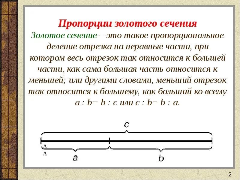 Золотое сечение деление