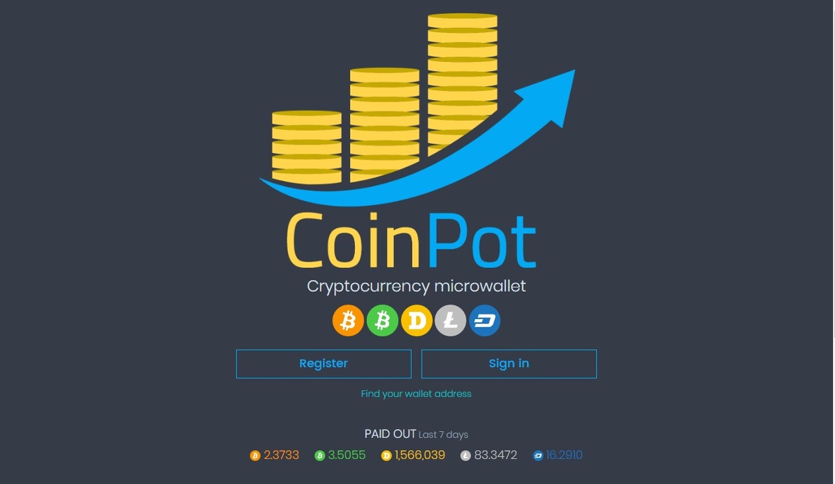 Coinpot.co  = "общий котел", откуда при достижении минимальной суммы в 10000 satoshi, всё «добро» выводится на любой bitcoin-кошелек. Приятным бонусом служит начисление дополнительных средств, подаренных за каждое «взятие» satoshi
