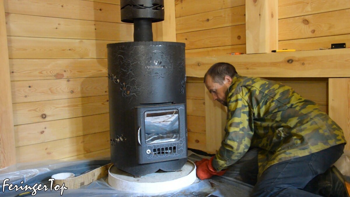 Первая печь в бане-землянке. Уют-18 ПФ с экономайзером