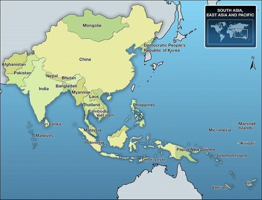 Карта азиатского региона
