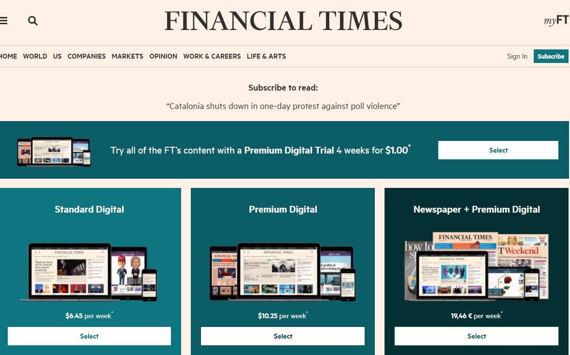 Скриншот с сайта Financial Times