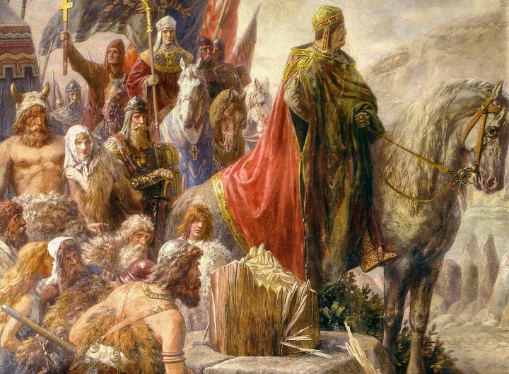 Карл Великий против саксов. Фрагмент картины Германа Вислиценуса. Источник: Википедия.