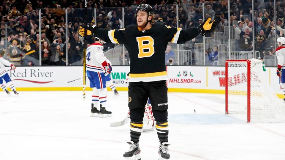 Д.Пастрняк, нападающий "Бостона", претендент на "Морис Ришар Трофи"