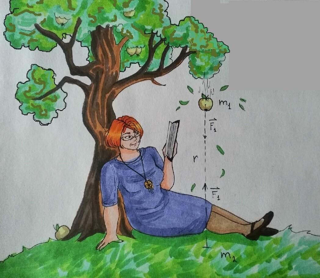 Это меня нарисовала ученица (почти Ньютон)