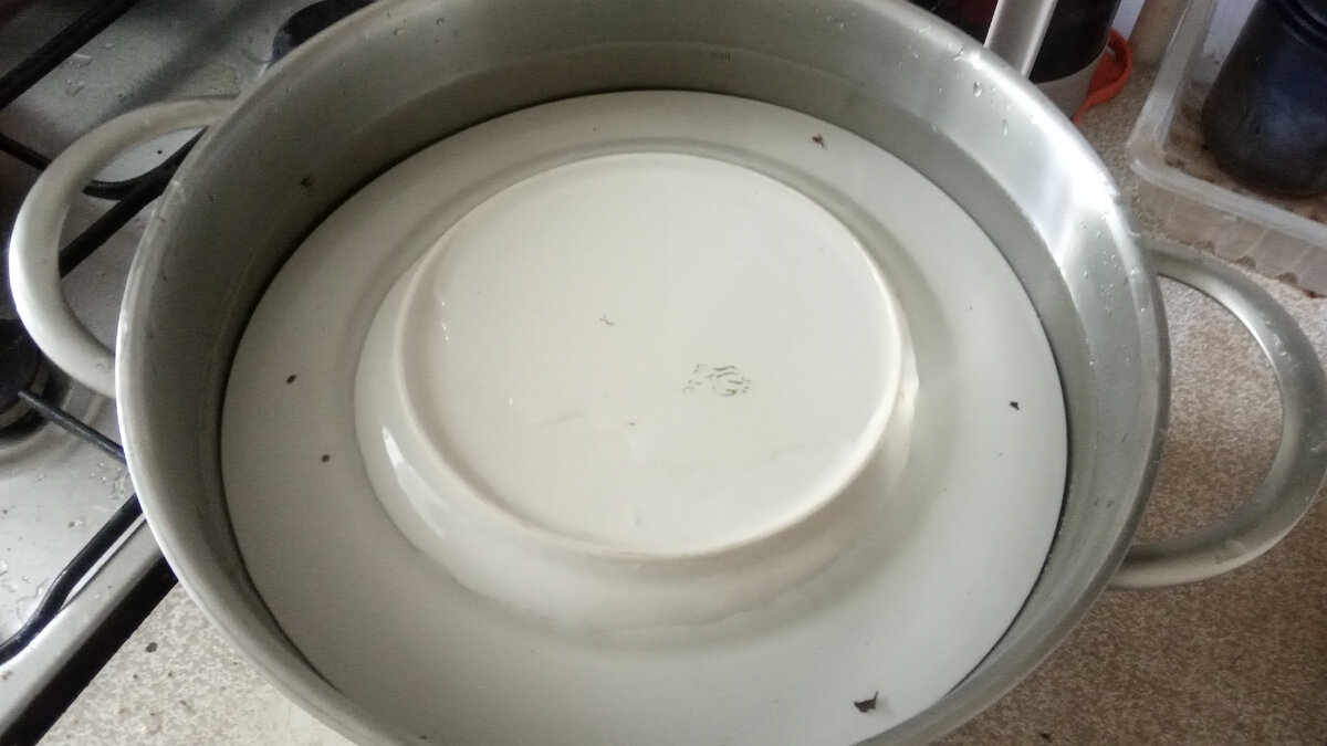 Сверху на грибы кладу гнет, чтобы они полностью были в воде