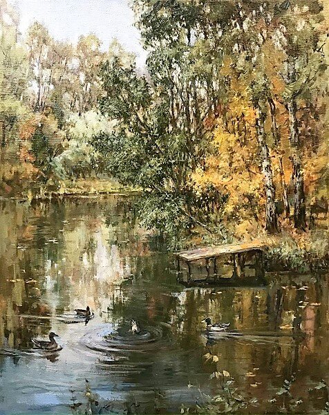 Ольшанников В.А., «На пруду», 2020, холст, масло, 40 x 50 см