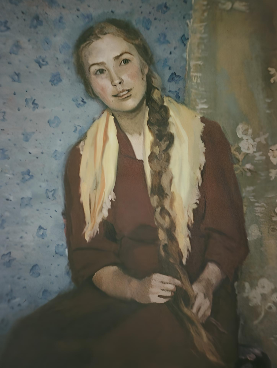 Тимошенко Л.Я., «Девушка с Трехгорки», 1956, холст, масло, 92 ✕ 72 см