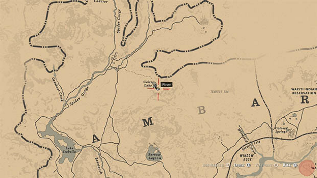 Первая карта находится на окраине озера Каирн