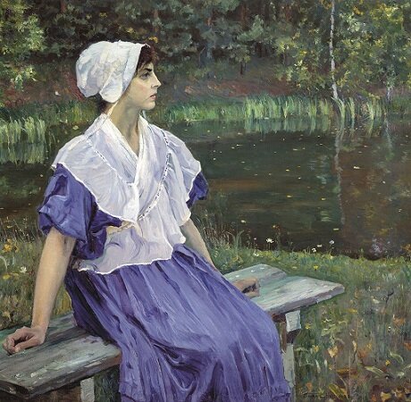 Михаил Нестеров, Девушка у пруда (Портрет Натальи, дочери художника),  
1923 г.