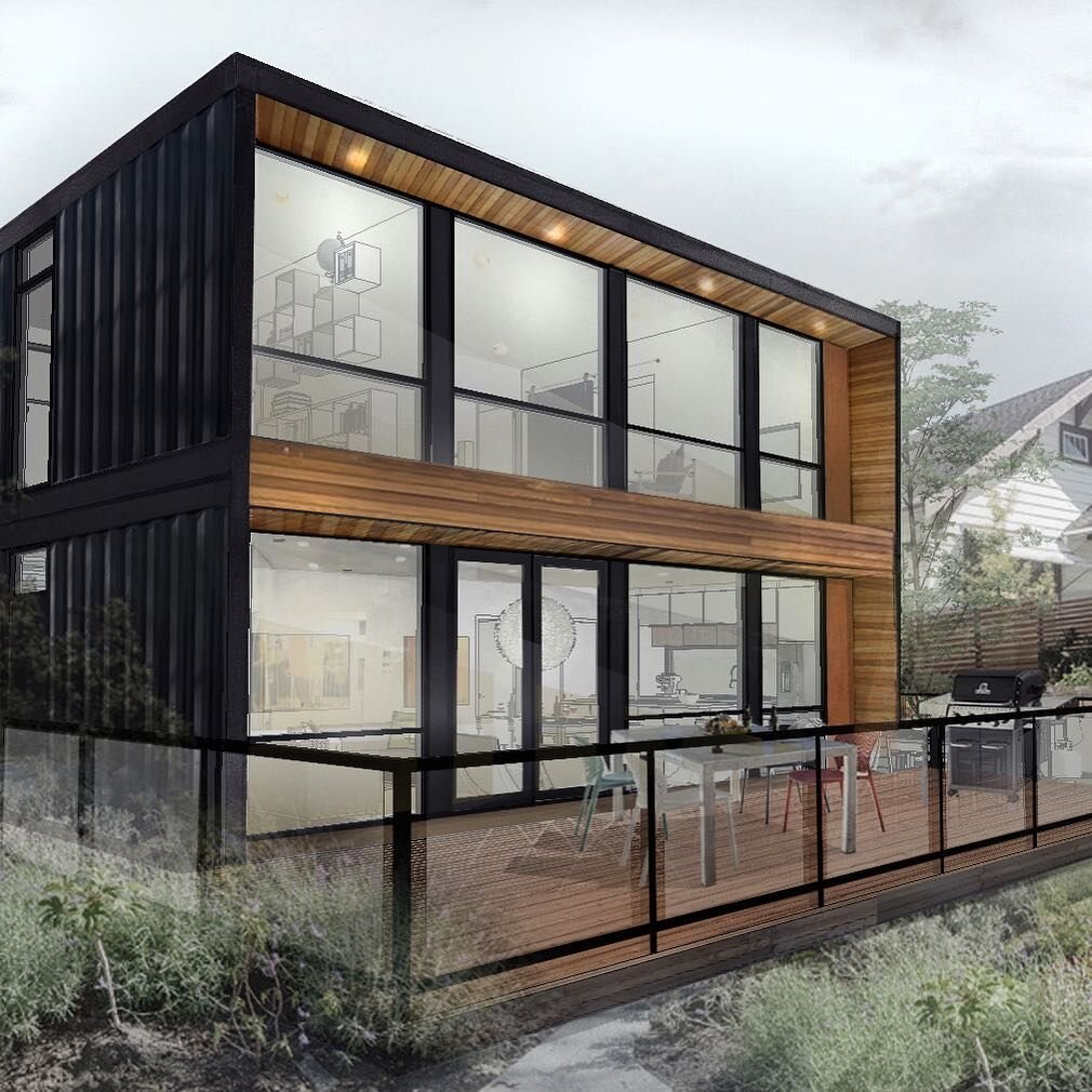 Подобным домам отлично подходят окна в пол(но не стоит забывать о грамотном утепление). 