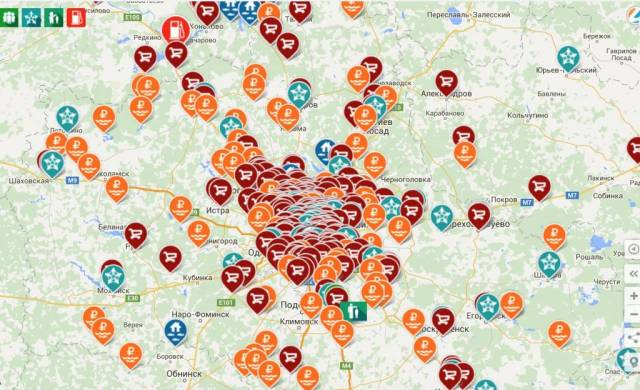 Радиация в москве. Сеть магазинов на карте. Сетевые магазины на карте Москвы. Объекты на карте. Магазины Ашан в Москве на карте.