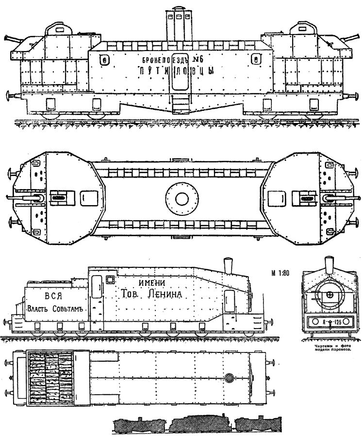 Это схема бронепоезда №6 «Путиловцы» имени тов. Ленина 