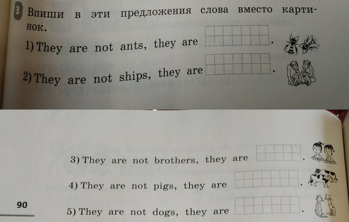 Впиши в эти предложения слова вместо картинок