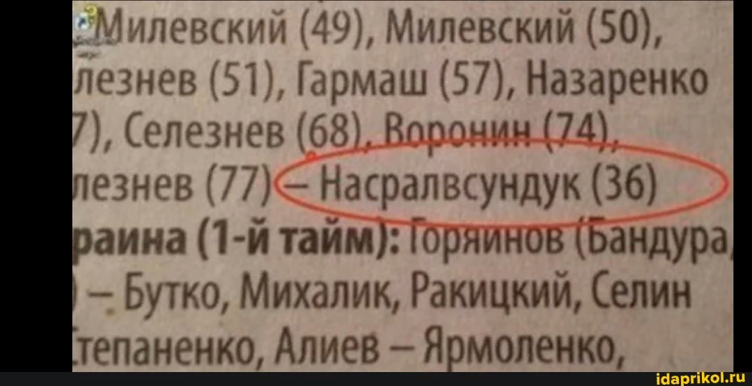 Дурацкие фамилии
