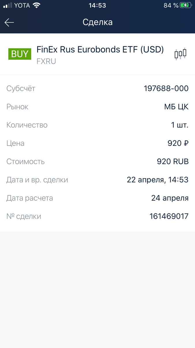 Скриншот из личного кабинета Альфа-Дирекет 