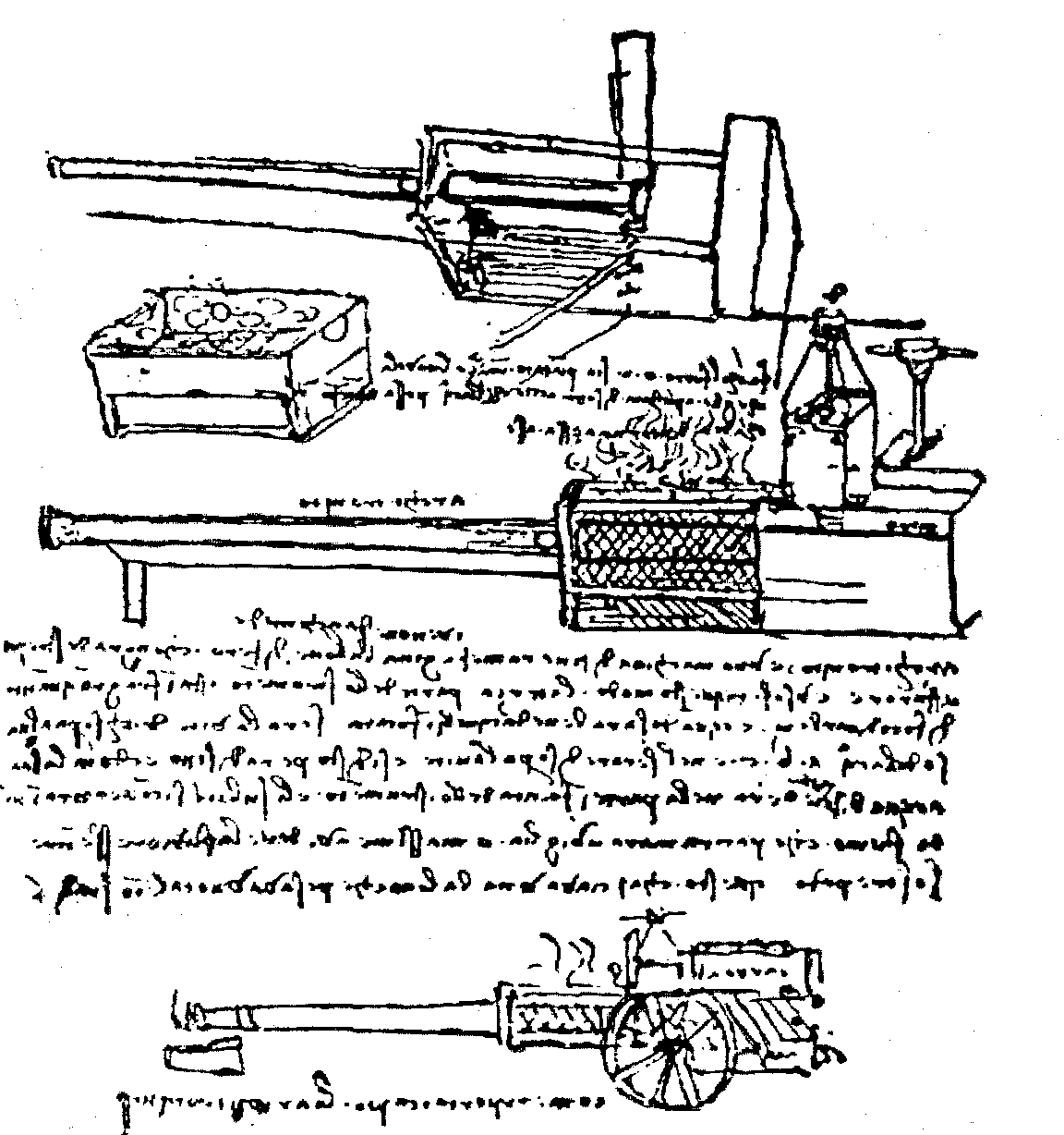  Это эскиз паровой пушки Сакисса, но никак не Архимеда, при чём эскиз составил Леонардо да Винчи с текстового описания.