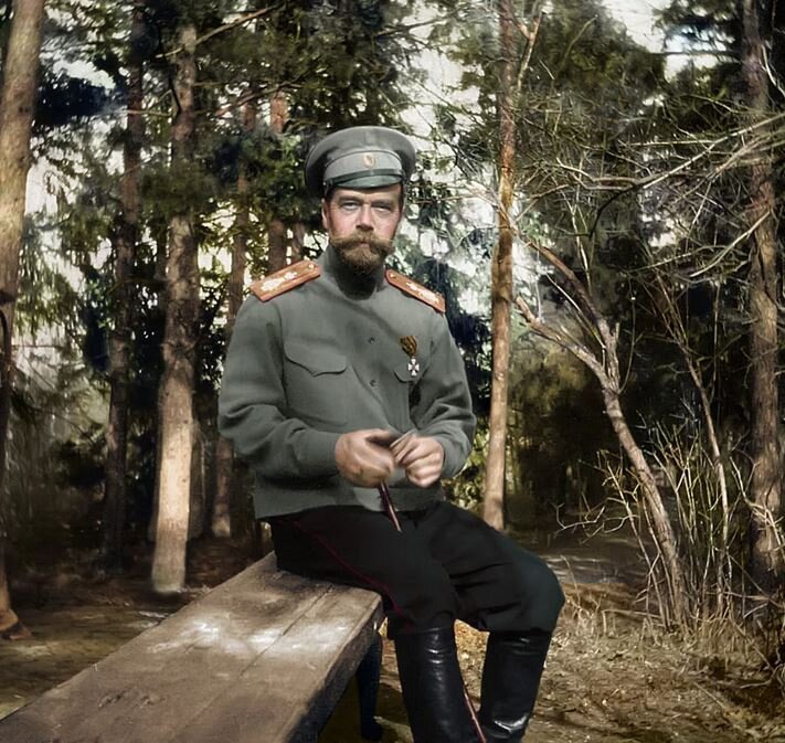 Хорошо в лесу на лавочке посидеть... Николай Второй в цвете.