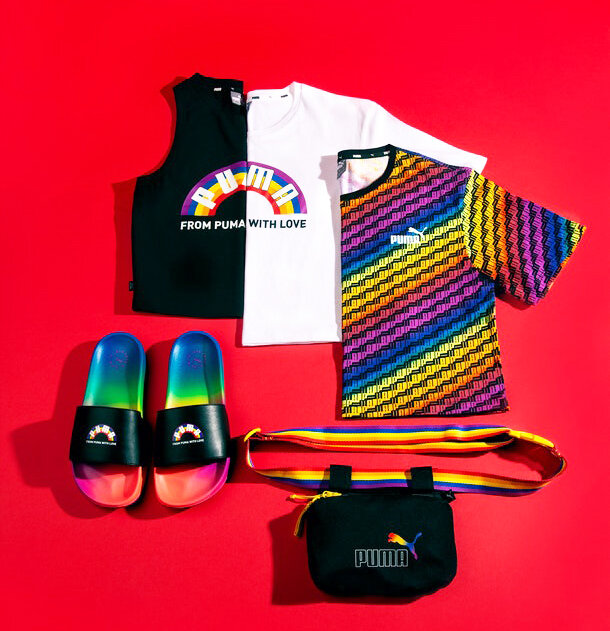 L G B T коллекция Puma (источник - eu.puma.com/uk/en/collections/lifestyle/pride-pack)