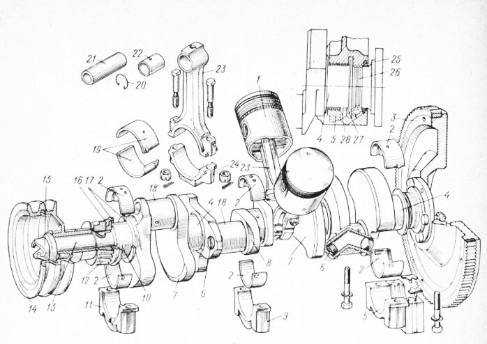 Кшм камаз 740. КШМ двигателя ЗИЛ 130. Кривошипно-шатунный механизм двигателя ЗИЛ-130. Кривошипно-шатунный механизм КАМАЗ 740. Схема КШМ КАМАЗ 740.